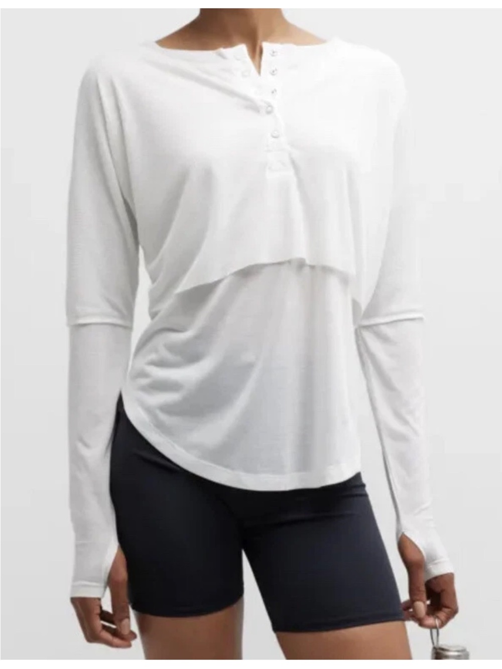 FP Movement by Free People Cream Long-Sleeve Henley Pullover